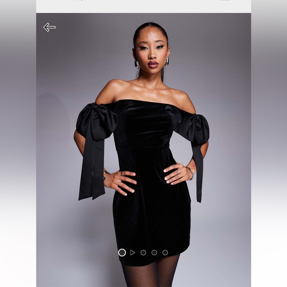 ASOS Kaii Black Velvet Off-Shoulder Mini Dress